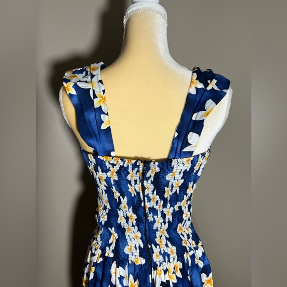 ❌SOLD❌Aloha Moi Hawaiian Dress Size XXL Floral Pattern Blue White Plumeria - Picture 6 of 12